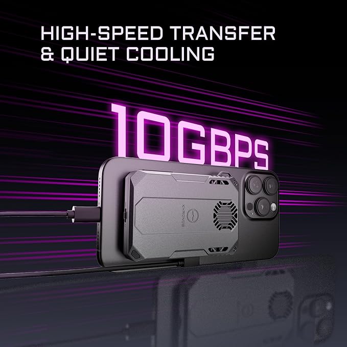 Tilta Khronos Cooling Storage System Compatible with iPhone 15/16 Pro & Pro Max – Space Gray | MagSafe Mount, SD/TF/M.2 SSD Support, 310MB/s Transfer, USB-C PD 100W, Silent Cooling