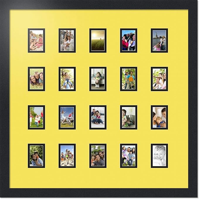 Art to Frames Double-Multimat-398-47R/89-FRBW26079 Collage Photo Frame Double Mat with 20-2x3 Openings and Satin Black Frame