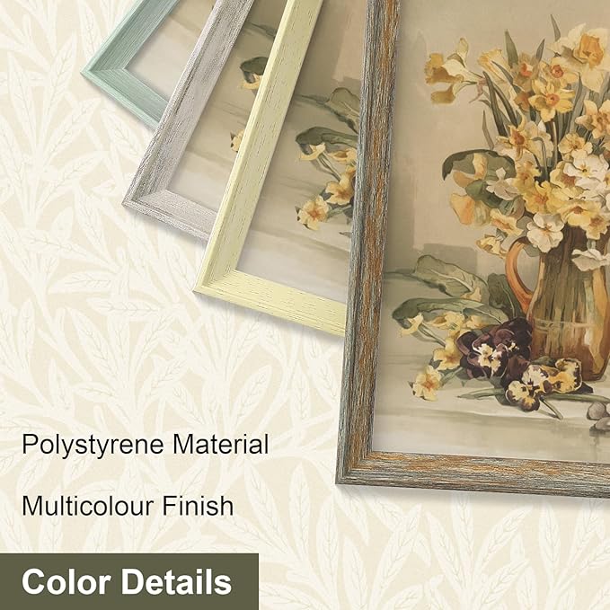 Vittanly 12x12 Picture Frame Set of 4, Vintage Photo Frame for Wall or Tabletop, Display 8x8 Pictures with Mat or 12x12 without Mat, Rustic Farmhouse Home Decor, Multicolour
