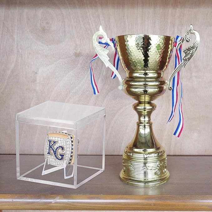 3 Pack Championship Ring Display Case Clear Acrylic Display Case Mini Football Baseball Softball Ring Holder Display Box Single Stand 1 Slot Ring Hole Storage Box Gift for Sports Fans, 2.16 Inch