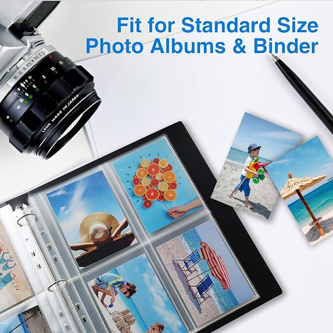 Sooez 30 Pack Heavy Duty Photo Sleeves for 3 Ring Binder (240 Pictures), 3.5x5 Plastic Album Refill Pages, Clear Archival Sleeves, Binder Pages