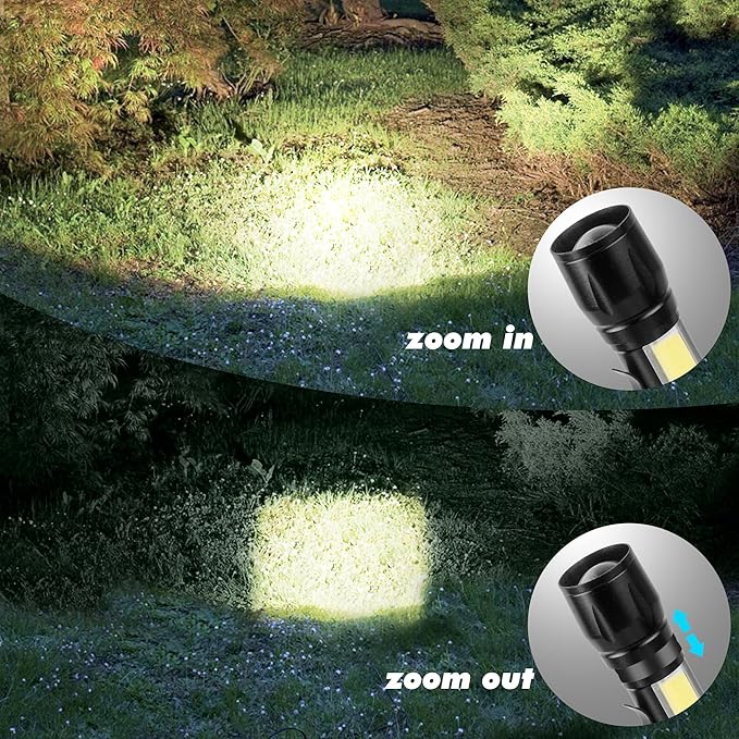 KunHe 4 Pack Rechargeable Flashlights USB-C mini Small LED Lantern Flashlights Bright Clip-On Light EDC Flash Light with Side COB Light for Camping Home Emergency