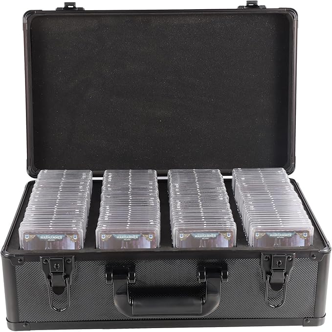 EcoVibe Graded Card Case, Aluminum Alloy Trading Card Storage Box with Carry Handle, Sports Card Case Holders with Dividers, Graded Card Storage Boxes Fits Psa, Tcg, Csg, Bgs, Sgc Slabs