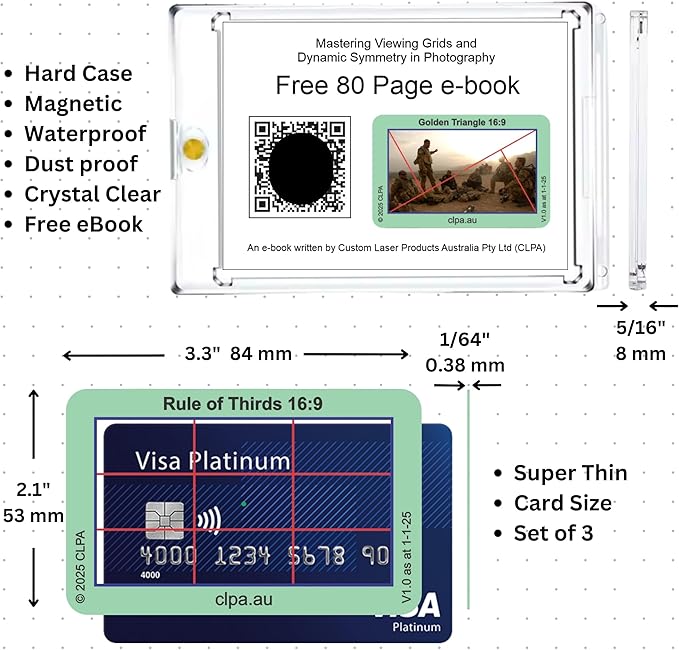CLPA Rule of Thirds Viewfinder: Credit Card-Sized Composition Grids for Video, Photography & Art in 4:3, 3:2, & 16:9