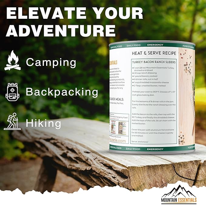 MOUNTAIN ESSENTIALS All Natural Canned Turkey 28 Oz – Fully Cooked, Ready to Eat White Meat – Pantry Staple for Daily Meals, Emergency, Survival & Camping – 5-Year Shelf Life – Made in USA – 1 Pack