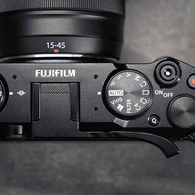 Metal Thumb Up Grip for Fujifilm Fuji X-M5 XM5 Camera, Hot Shoe Thumb Rest Support Grip ，Exclusive Vintage Anti-Slip Pattern,Improve The Stability of The Camera (BlackA)