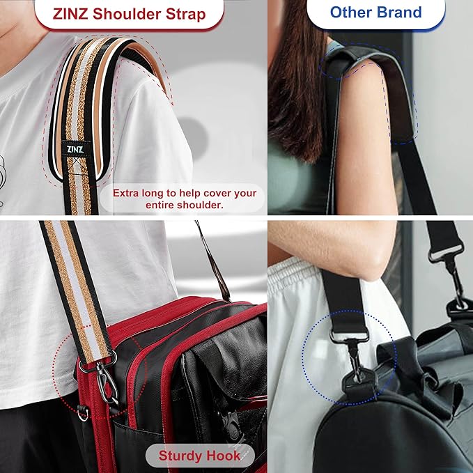 ZINMARK Shoulder Strap 59 inch, Extra-Thick Fixed Cushion Pad and Dual Clasps Universal Replacement Strap for Bags, Camera, Crossbody，Lawn mower -Black Gold Jacquard
