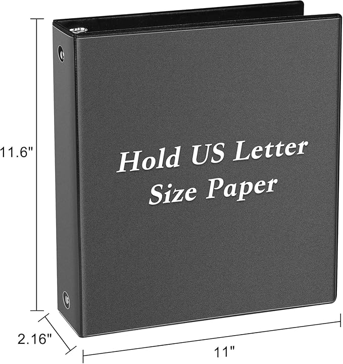 CIXILDTS 1.5-inch Round Ring Binder, Durable 1.5" 3 Ring Binder Fit Letter Size Paper, Black, 24-Pack