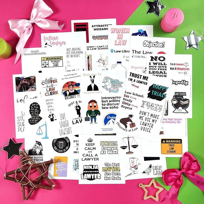 BulbaCraft 100 Pcs Law School Stickers, Lawyer Stickers, Law School Gifts, Gifts for Women & Men