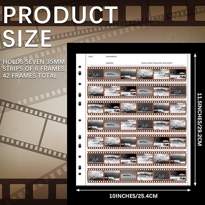 100 Pcs 35mm Film Negative Sleeves Film Binder Storage for 135 35mm Size Negative Page Preserver for Organizing