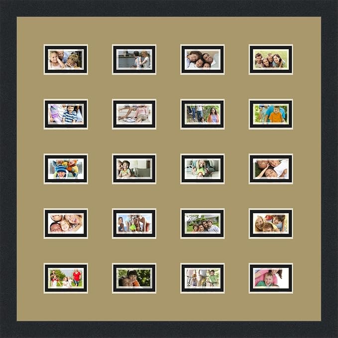 Art to Frames Double-Multimat-398-782/89-FRBW26079 Collage Photo Frame Double Mat with 20-2x3 Openings and Satin Black Frame