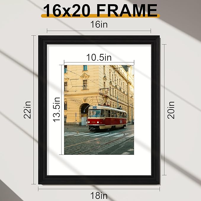 Vittanly 16x20 Picture Frames Set of 2, Ornate Vintage Photo Frame for Wall Mount, Display 11x14 Pictures with Mat or 16x20 without Mat, Vintage Black