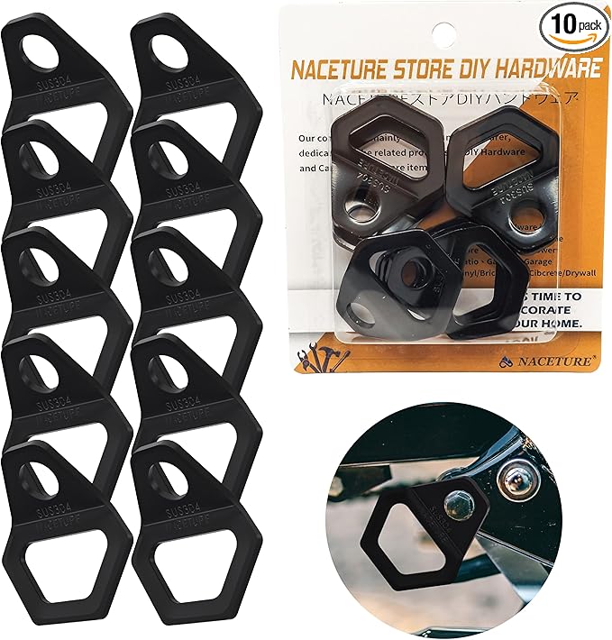 Motorcycle Tie Down Anchor Hook Heavy Duty Stainless Steel 10 Pack - Dirt Bike Tie Down Strap Rings Accessories for Truck, Camper, Trailer, Truck Bed Tie Down Anchor (Large)