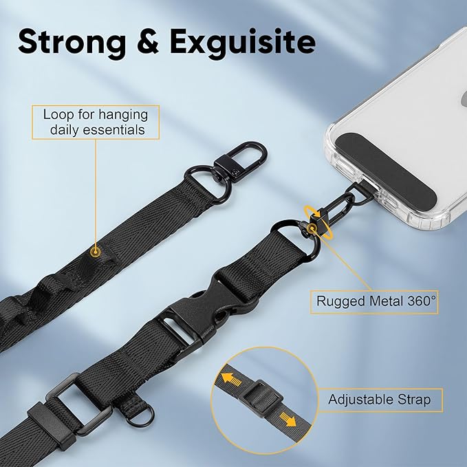 Adjustable Phone Lanyard Universal Crossbody Cell Phone Strap for iPhone Lanyard Shoulder Strap with Phone Tether Pad