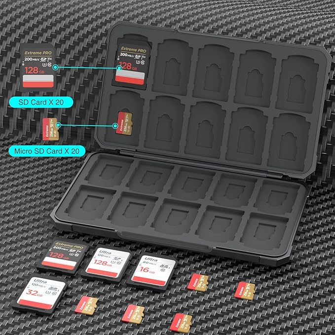 THELIFELICIOUS SD Card Holder Memory Card Case for SD/TF Cards, Memory Storage Organizer for 20 SDXC SDHC and 20 TF Cards