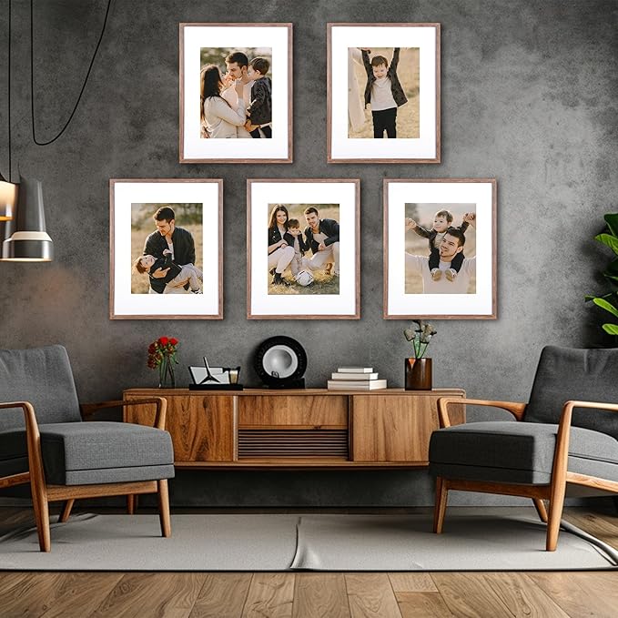 kennethan 16x20 Picture Frame Rottern Brown Set of 5, Wooden Poster Frame for Wall Mounting Display for Home, Office,Gallery,Holiday with Photos, Posters, Puzzles