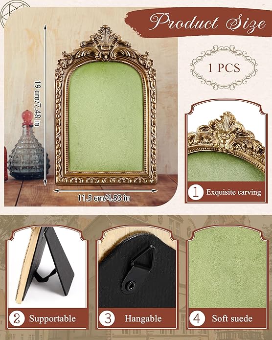 Jewelry Display Stand Vintage Necklace Organizer Ring Holder Earring Tray Resin Jewelry Photography Props Frame with Velvet Backing for Gifts