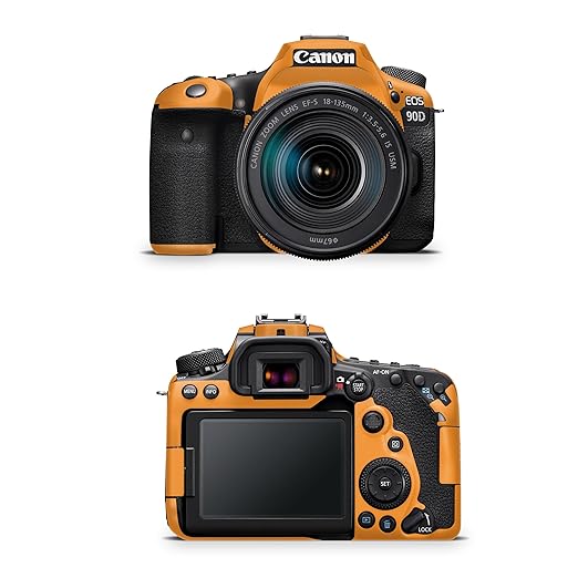 Camera Skin Compatible with Canon EOS 90D Camera (2019) - Solid Orange - Premium 3M Vinyl Protective Wrap Decal Cover - Easy to Apply | Crafted in The USA by MightySkins