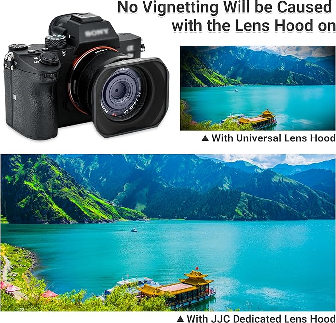 JJC LHP-1 Metal Square Lens Hood Shade for Sony RX1R III RX1R II RX1R RX1 Camera, for Sony E 50mm f1.8, E 35mm f1.8 OSS, E 30mm f3.5 Macro, E 20mm f2.8, FE 28mm f2 Lenses, Replaces LHP-1 Lens Hood