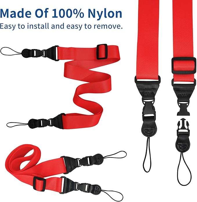 Adjustable iPad Binocular Camera Strap, Comfortable Shoulder Strap Nylon Neck Lanyard for iPad/Samsung Tablet Case,Crossbody Laptop Luggage Bag (Red)