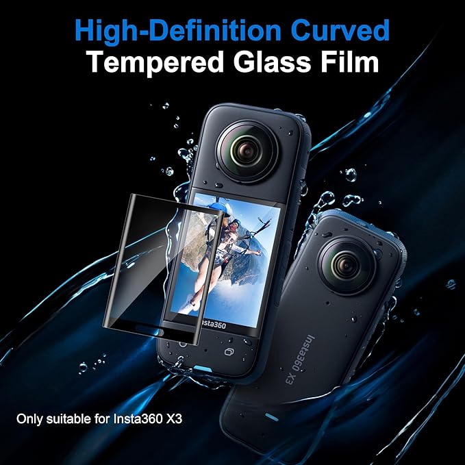 FiTSTILL LCD Film Screen Protector Compatible with Insta360 X3,Touch Sensitive Tempered Glass Screen Cover for Insta 360 x3 Camera Accessories kit,Ultra HD,9H Hardness,Scratch Resistant