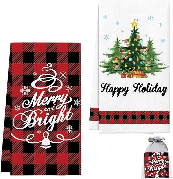 Nialnant 2 Pcs Christmas Hand Towels,16 x 23.6 Inch Funny Kitchen Towels for Housewarming Gifts New Home, Christmas Kitchen Decor