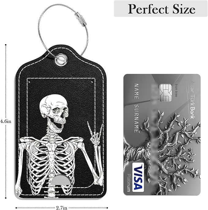 Luggage Tags for Suitcase, 2 Pack PU Leather Travel Cruise Luggage Tag with Privacy Flap, Name ID Label and Metal Loop for Women Men Girls Suitcase Baggage Bag Backpack, Stay Optimistic