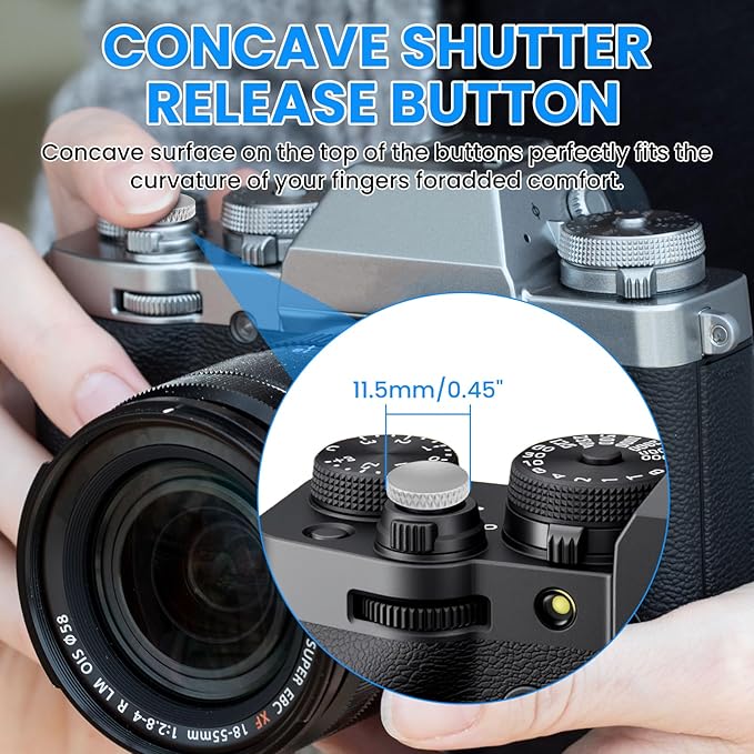SDTC Tech 4 Pcs Fuji Shutter Release Button Accessories, Copper Camera Soft Shutter Button Fits for Fuji X-T3 X100 X100S X-T10 X-T20 X-T30 Xpro1, 4 Color (Red/Black/Silver/Golden)
