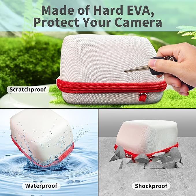Kuprusar Camera Case for Polaroid OneStep 2VF/Now+ Camera, Hard Carrying Case Protective EVA Storage Bag for One Step+/Now/Now+ Plus 2nd I-Type Instant Film Camera with Shoulder Strap, white