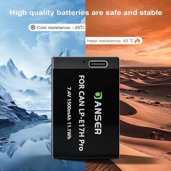 LP-E17 Battery 3-Pack and Type-C Direct Charging,1500mAh with 2-in-1 Cable Fast Charging for Canon EOS R50/R10/R8/RP/Rebel T7i/T8i/SL3 R50/R10/750D,M3, M5, M6,760D,800D,8000D Digital SLR