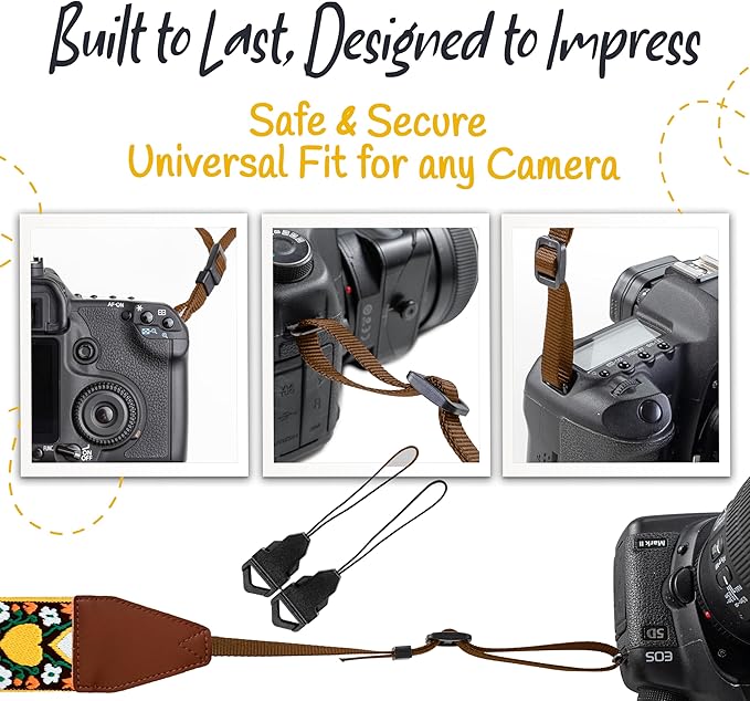 Art Tribute Camera Strap for All DSLR and Mirrorless Cameras. Add Your Name Or Initials Make It a Personalized Gift
