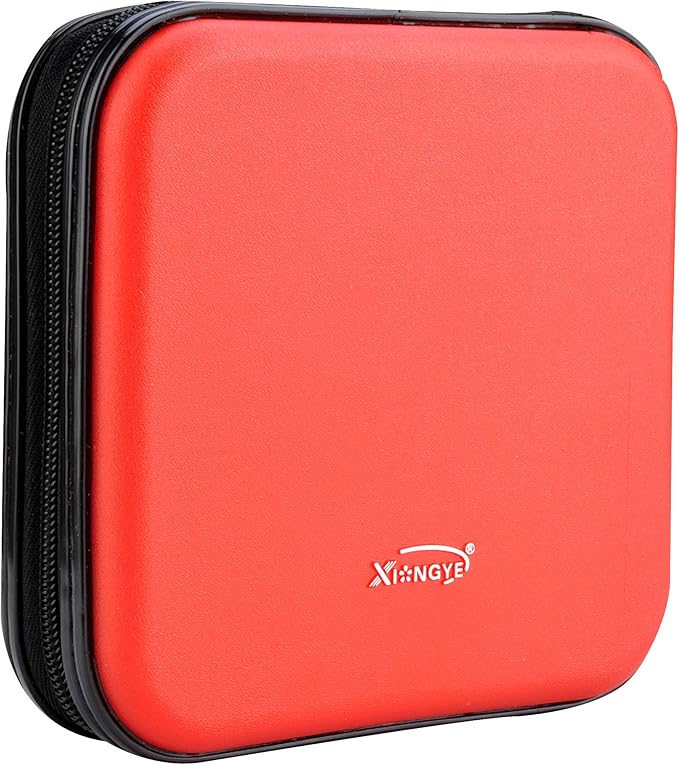 CD DVD Wallet, 32 Capacity Heavy Duty, DVD CD Case Holder for Car, Portable DVD/VCD Storage Disk, Hard Shell Sturdy case , Car CD Disk Holder, Booklet, Blu-ray Wallet (32 Capacity,Red)