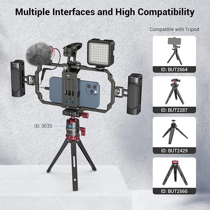 SmallRig Universal Phone Video Rig Kit for iPhone 17 16 15 14 13 12 Pro Max, Aluminum Handheld Phone Cage with Handles, Video Stabilizer Rig for Vlog Videography Live Streaming