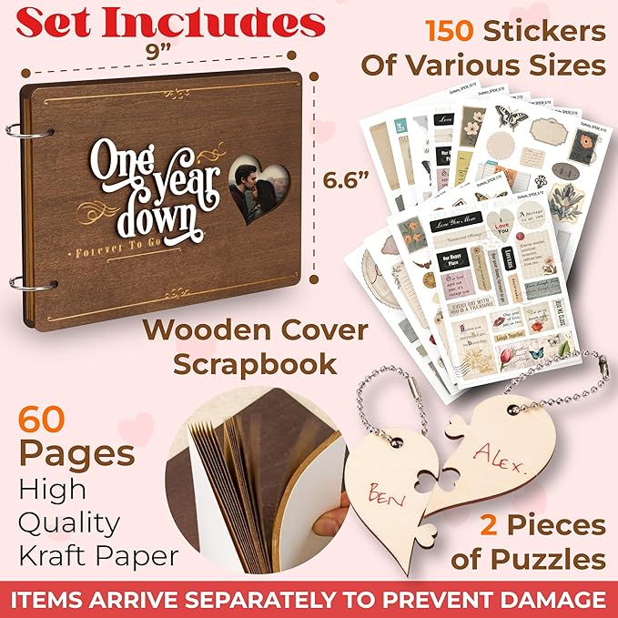 Stofinity 1 Year Anniversary Boyfriend Gifts - One Year Dating Gifts For Her Girlfriend, 1 Year Anniversary Scrapbook, 1st Wedding Gift
