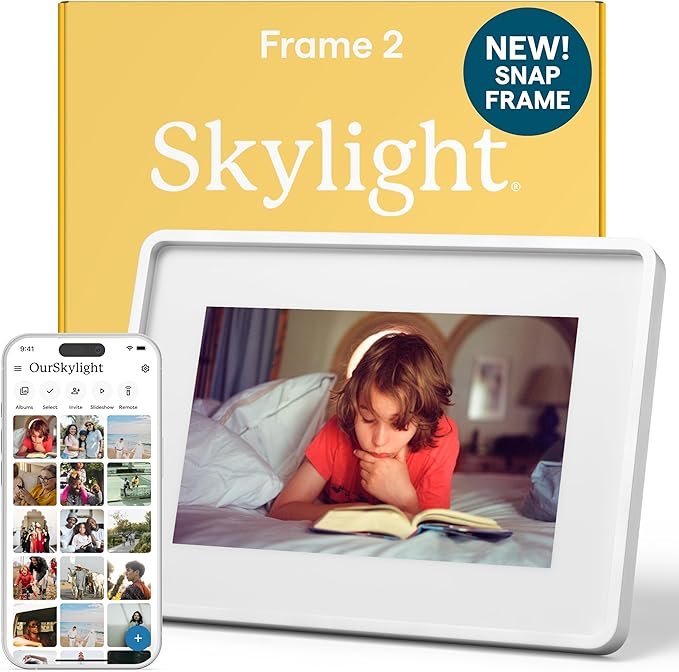 Skylight Digital Picture Frame 2 – 10" Full HD Wi-Fi Touch Screen, 16GB Digital Photo Frame, Load Photos & Videos Directly from Phone, Anti-Glare – Personalized Gifting, Aluminum Metal Shadow Box