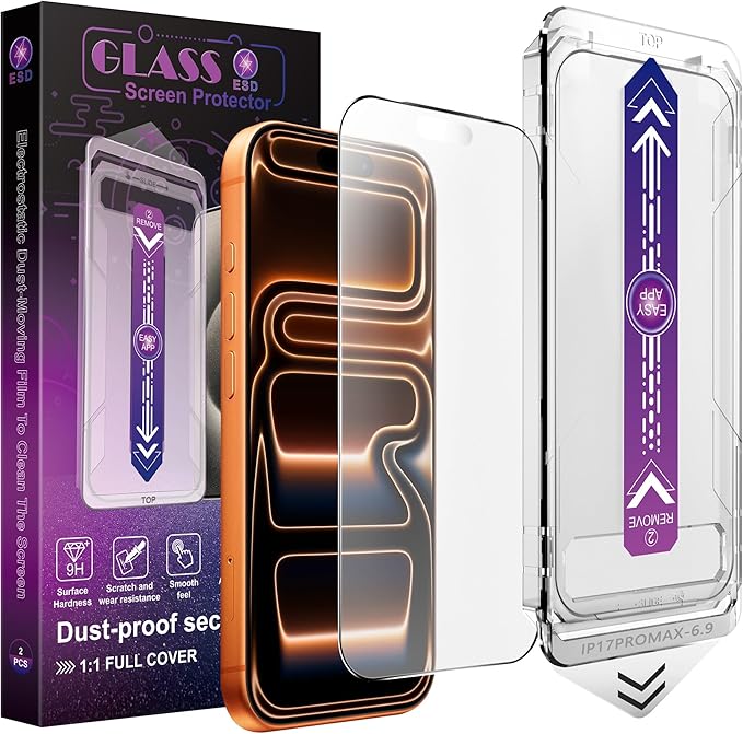 SHANG PIN JIA 2 Pack Matte Screen Protector for iPhone 17 Pro Max 6.9-Inch Auto Dust Removal, No Bubbles, Tempered Glass Film, Easy Installation