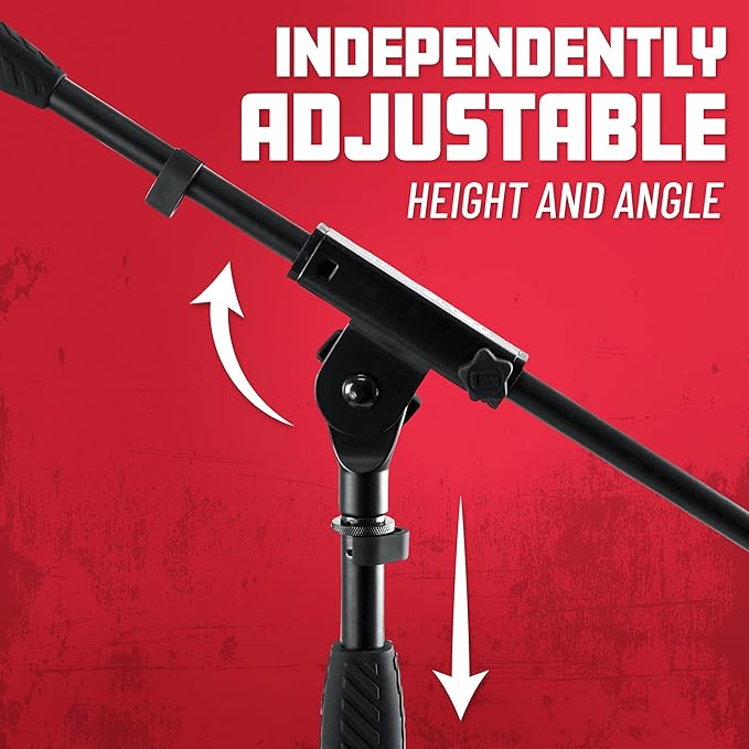 Gator Frameworks Short Weighted Base Microphone Boom Arm Stand with Clamp-On Single Layer Pop Filter (GFW-MIC0821-POP), Black