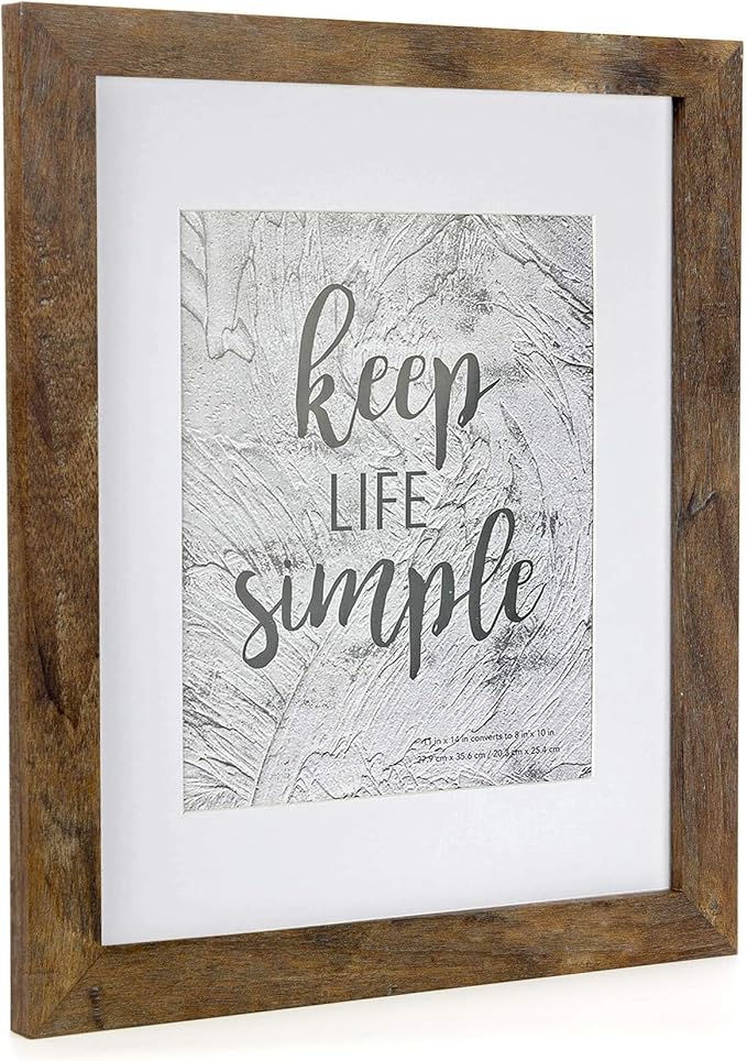kennethan 11x14 Picture Frame Rotten Brown 1 Pcs Wooden Frame can Display 8x10 Picture with Mat or 11x14 Without Mat on the Wall For home decoration