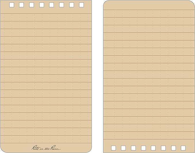 Rite in the Rain Weatherproof Top Spiral Notebook, 3” x 5”, Brown and Tan Plaid Cover, Universal Pattern, 3 Pack (No. PL435-3)