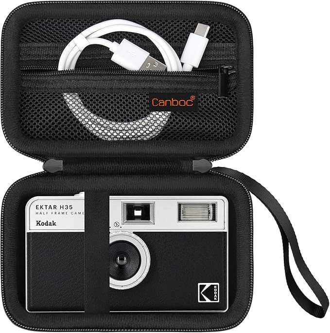 Canboc Carrying Case for KODAK EKTAR H35/ H35N/ KODAK Snapic A1 Film Camera, H35/ Snapic A1 Film Camera Bag, Zipper Mesh Pocket fits Film, Batteries, USB Cable, Black (Case Only)