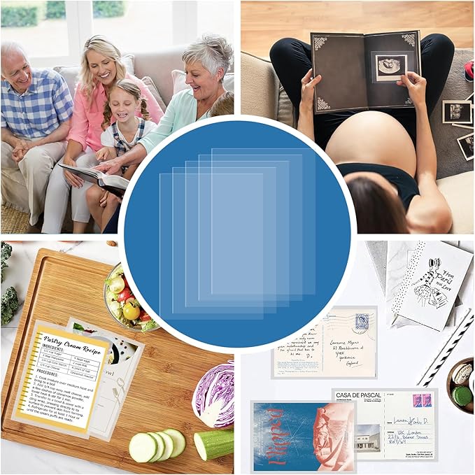 4x6 Photo Sleeves (100 Pack) – Top Loading Sheet Protectors, Archival Safe & Waterproof Plastic Photocard Sleeve, Soft Clear Sleeves for Photos, Postcards, Recipe Cards