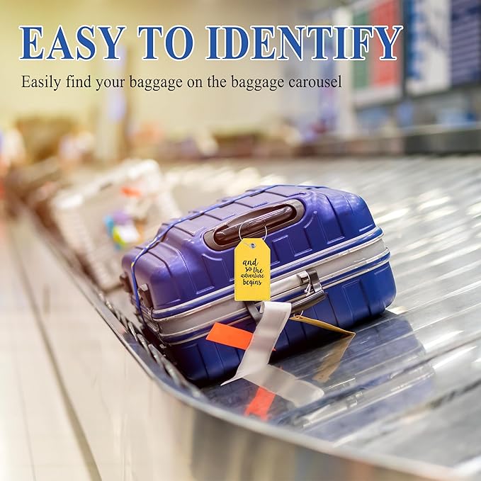 Luggage Tag & Initial Baggage Tags for Suitcases Leather Bag Tags for Backpacks Handbag School Instrument with Name ID Label Travel Essentials, Unique Fun Yellow Personalized Luggage Tags 2 Pack