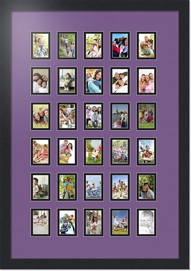 Art to Frames Double-Multimat-391-849/89-FRBW26079 Collage Photo Frame Double Mat with 30-2x3 Openings and Satin Black Frame