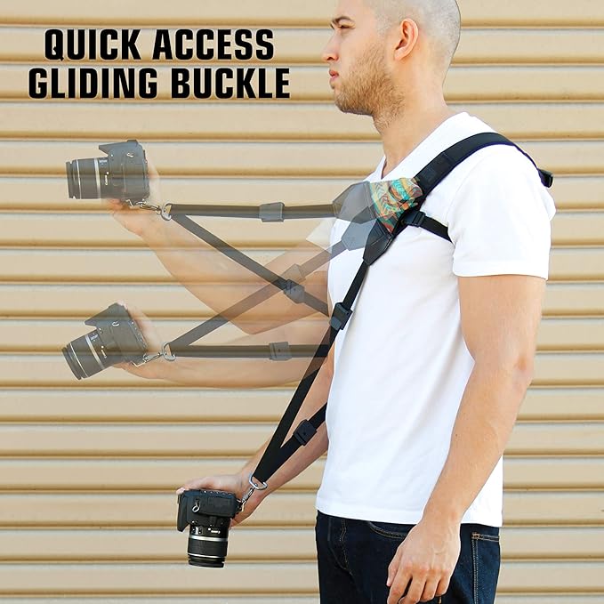 USA Gear Camera Sling Shoulder Strap - Adjustable Neoprene, Safety Tether, Accessory Pocket, DSLR Strap Quick Release - Compatible with Canon, Nikon, Sony and More DSLR Mirrorless Cameras (Southwest)