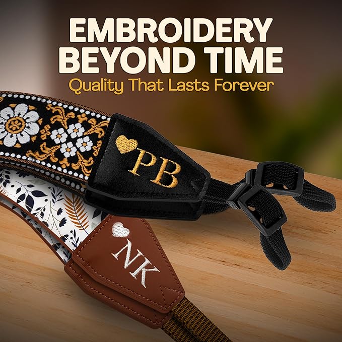 Art Tribute Camera Strap for All DSLR and Mirrorless Cameras. Add Your Name Or Initials Make It a Personalized Gift