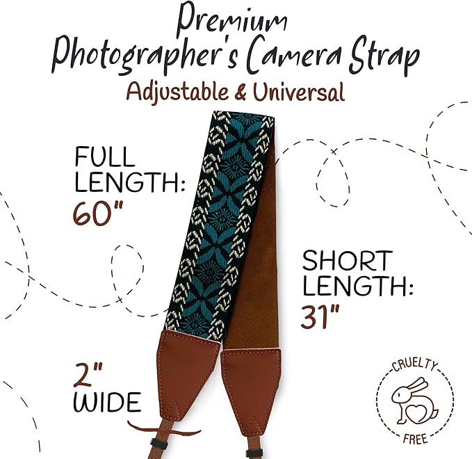 Art Tribute Camera Strap for All DSLR and Mirrorless Cameras. Add Your Name Or Initials Make It a Personalized Gift