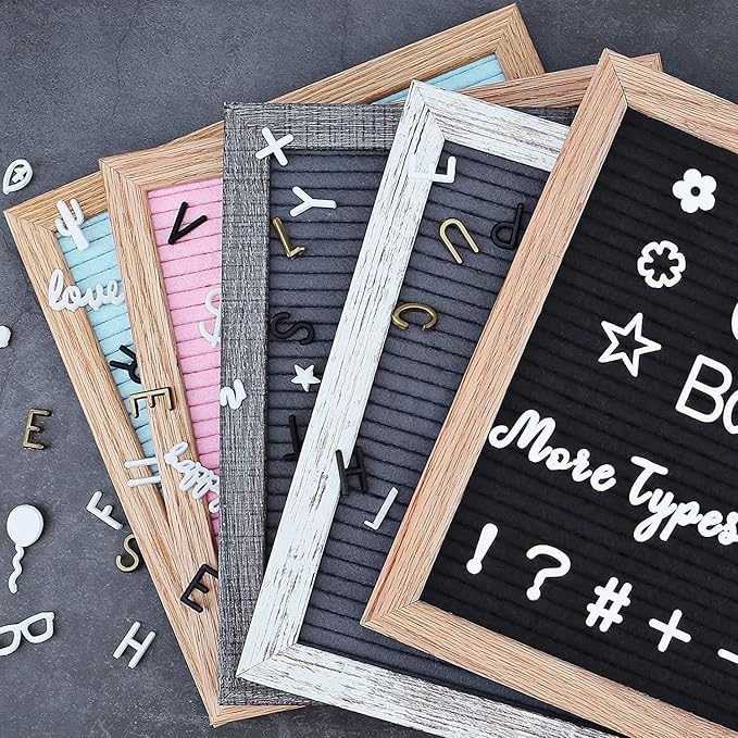 Changeable Felt Letter Board with Letters, Pre Cut & Sorted 725 Letters, Rainbow Decor, 10x10 Inch Message Board, Classroom Decor Farmhouse Wall Decor Sign Board, Pride Decorations for Office