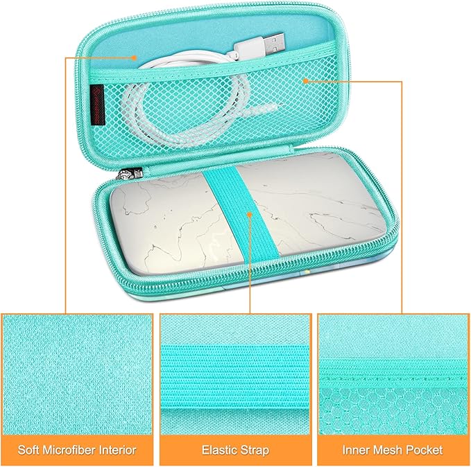FINTIE Case for HP Sprocket Select/Sprocket Plus Smartphone Printer, Canon Ivy Mini/CLIQ 2/CLIQ+2 Instant Camera - Shockproof Hard Shell Carrying Case, Emerald Marble