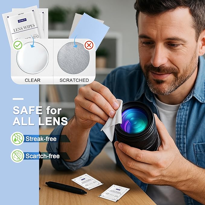 Pikabeast 200 Count Lens Wipes for Eyeglasses, Eyeglass Cleaner Wipes for Cameras, Sunglasses, Phone and Computer - Keep Your Lenses Spotless