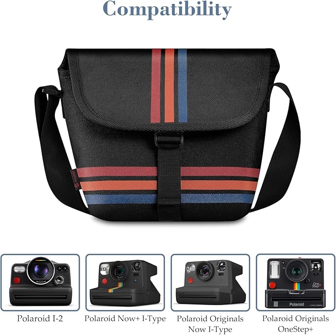 FINTIE Crossbody Camera Bag Compatible with Polaroid Now+ Generation 3rd/2nd/1st I-Type, Polaroid Flip, OneStep 2 VF, I-2 Instant Film Camera Travel Sling Case with Adjustable Strap